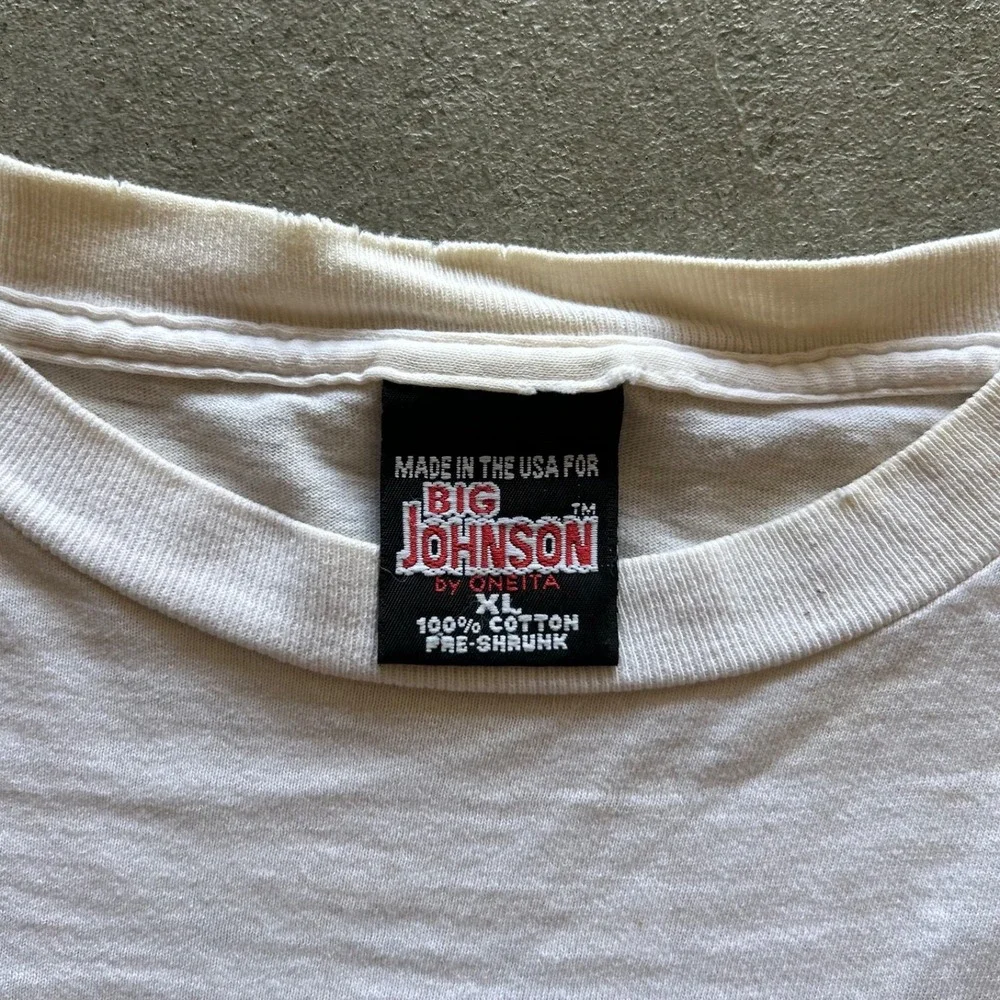 Vintage 90s Big Johnson Hot Rods Shirt Size XL White Cafe E Normous NJHRA Car
